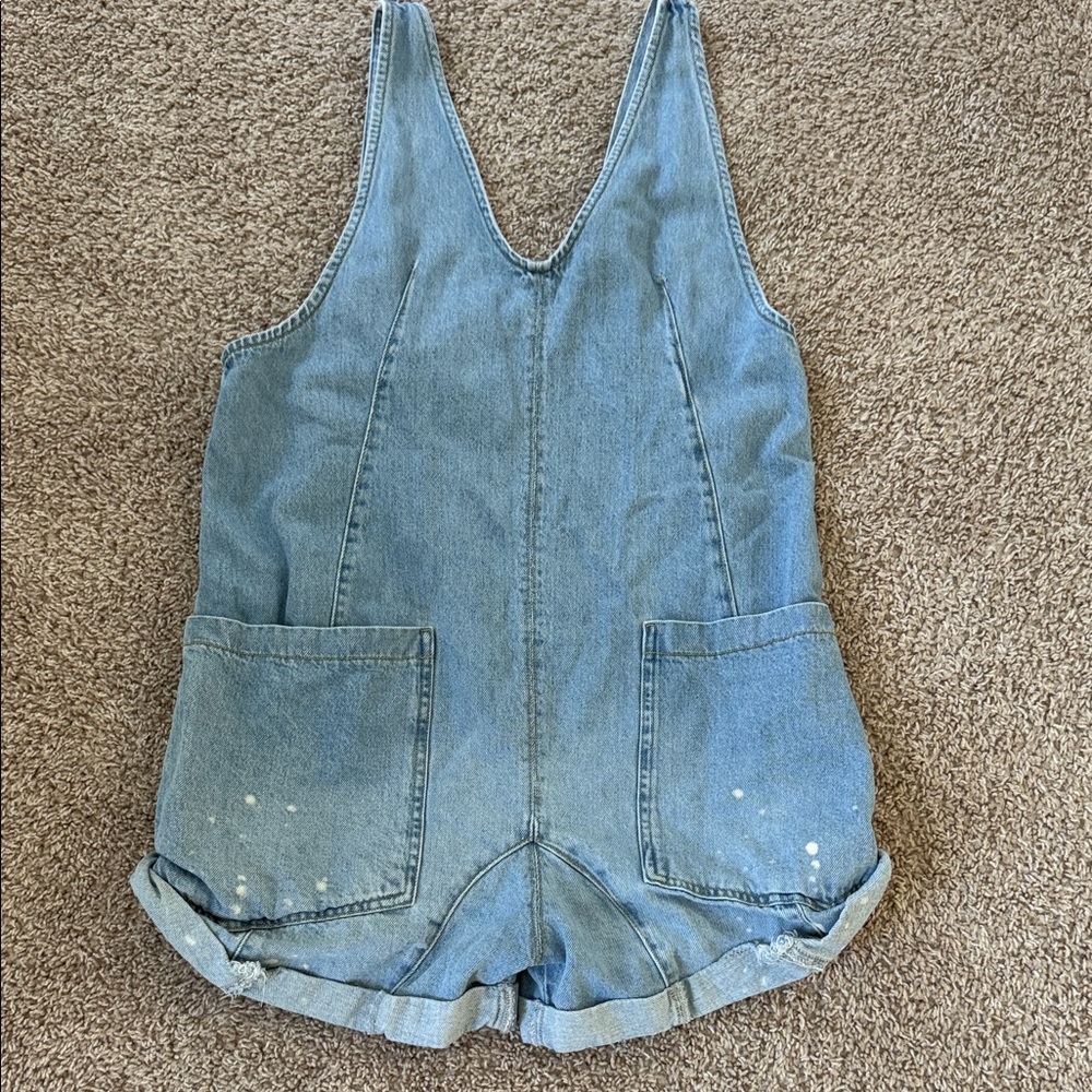 Free People high roller shorttall Light Blue Denim Romper